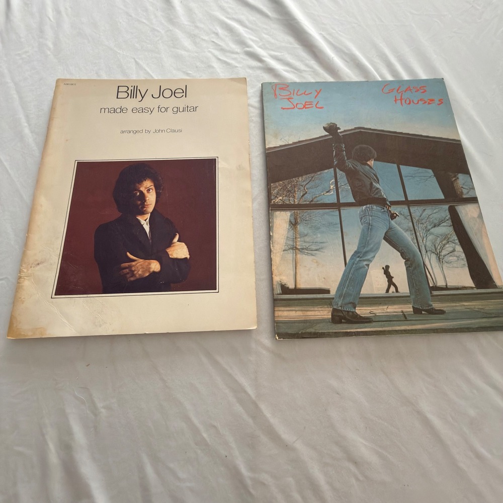 Billy Joel Vintage Music Book Lot Glass Houses + Made Easy for Guitar 2 Songbook
